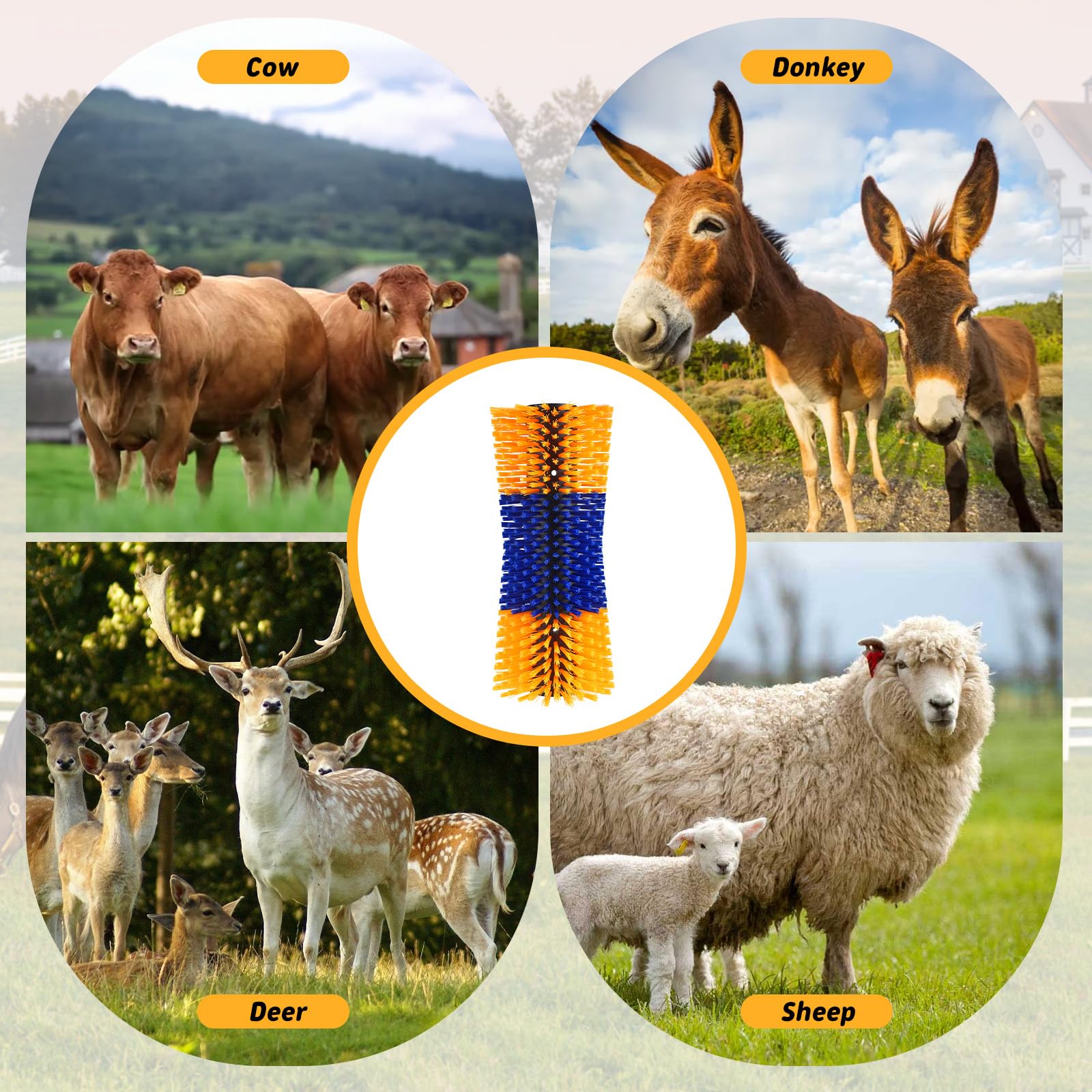 2Pcs Cepillo Rascador Caballo, Cepillo para Vacas, Diseño curvo que se adapta a la forma del cuerpo de vacas y caballos, Cepillo de Masaje para Aliviar la Picazón en Mascotas como Vacas y Ovejas