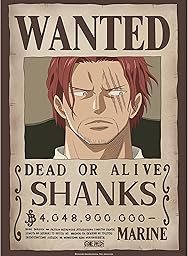 GB Eye – Poster ONE PIECE Wanted Shanks – Produit Officiel – Format 52 x 38 cm – Papier Laminé – Affiche Collector Manga