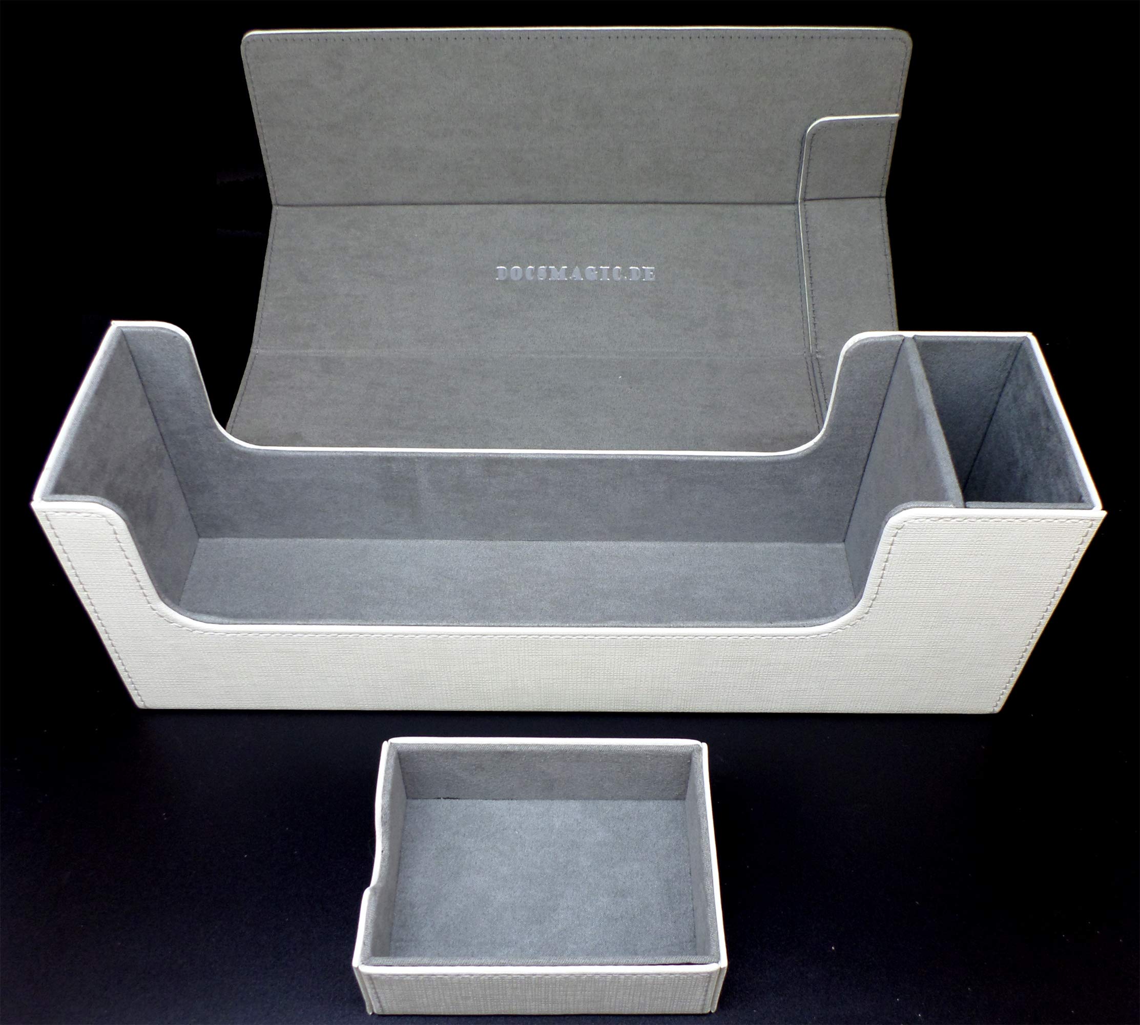 docsmagic.de Premium Magnetic Tray Long Box White Medium + 3 Flip Boxes - Bianco