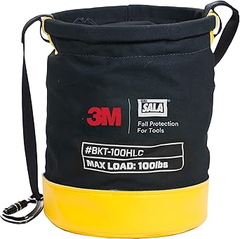 DBI-SALA 1500134 100 lb. Load Rated Hook and Loop Canvas Bucket, Standard, Black