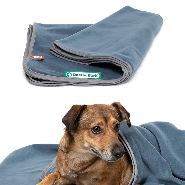 Doctor Bark Manta para perros, lavable a 95 °C, color gris azulado 120 x 90