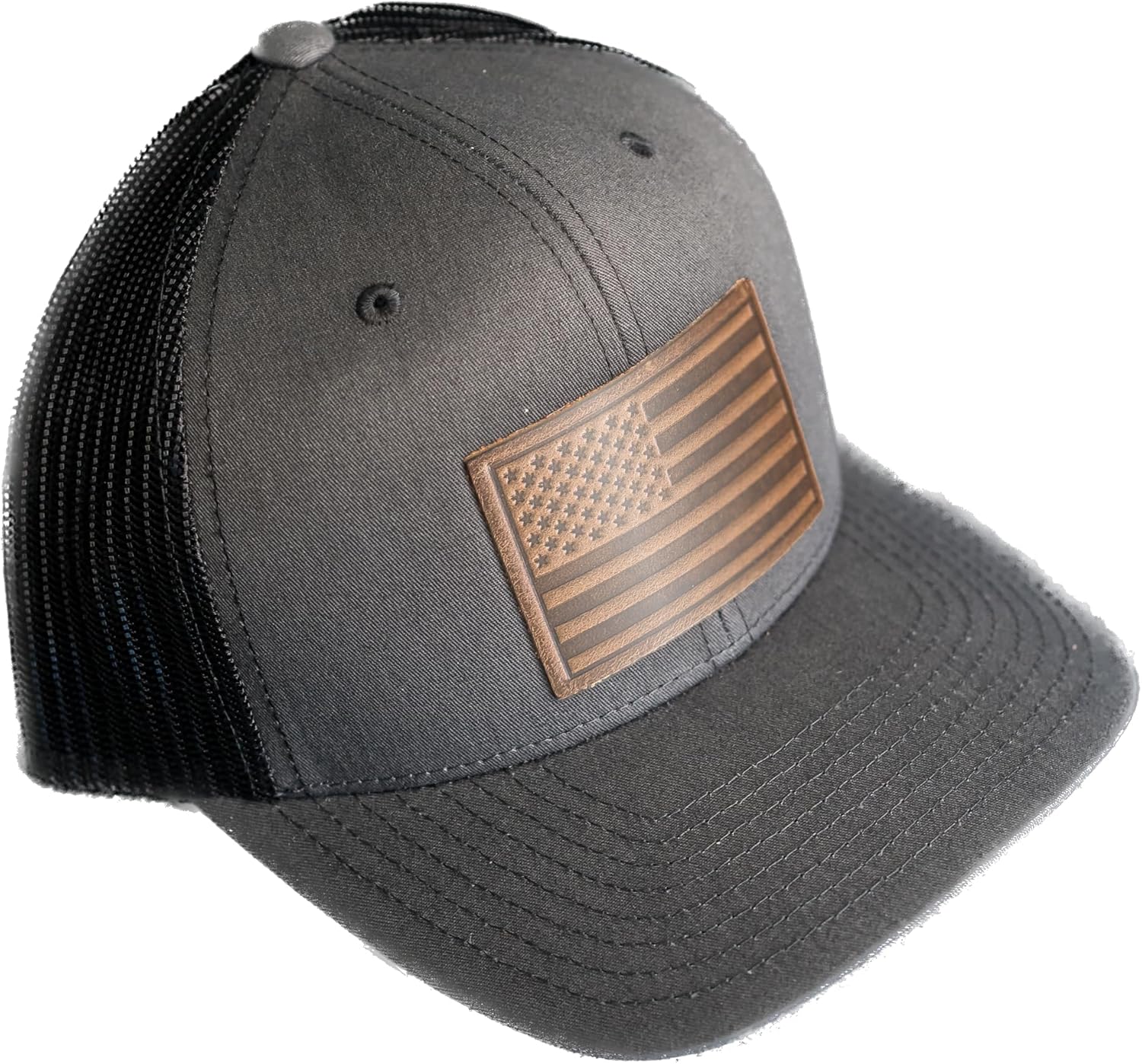 Ox & Pine handmade leather patch trucker hat
