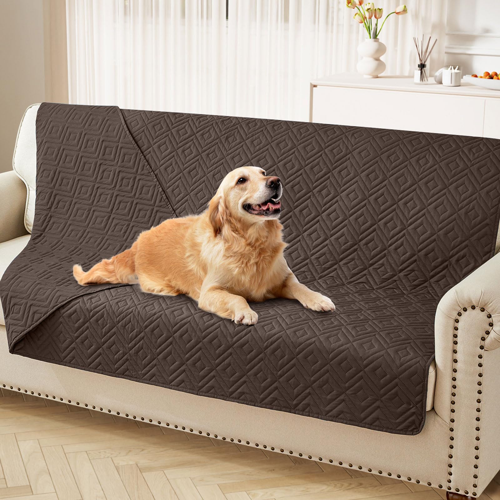 hyha Waterproof Dog Blanket, Soft Dog Bed Cover Pet Blankets, Waterproof Sofa Couch Cover for Dogs Washable, Reversible Pet Couch Covers for Sofa Furniture (52x82 Inch, Chocolate/Chocolate)