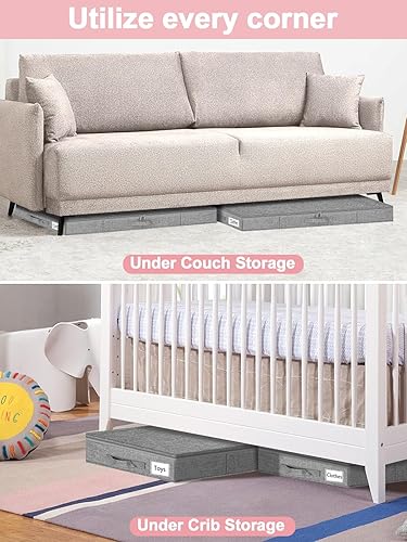 Miniatura 6 de Contenedores de almacenamiento de perfil bajo debajo de la cama, almacenamiento debajo de la cama de 4 pulgadas de alto con paredes laterales e