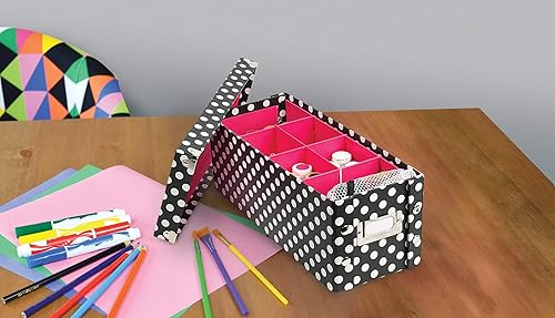 Miniatura 4 de Snap-N-Store Caja de almacenamiento dividida para manualidades, mediana, lunares blancos y negros, paquete de 2 (SNS01822)