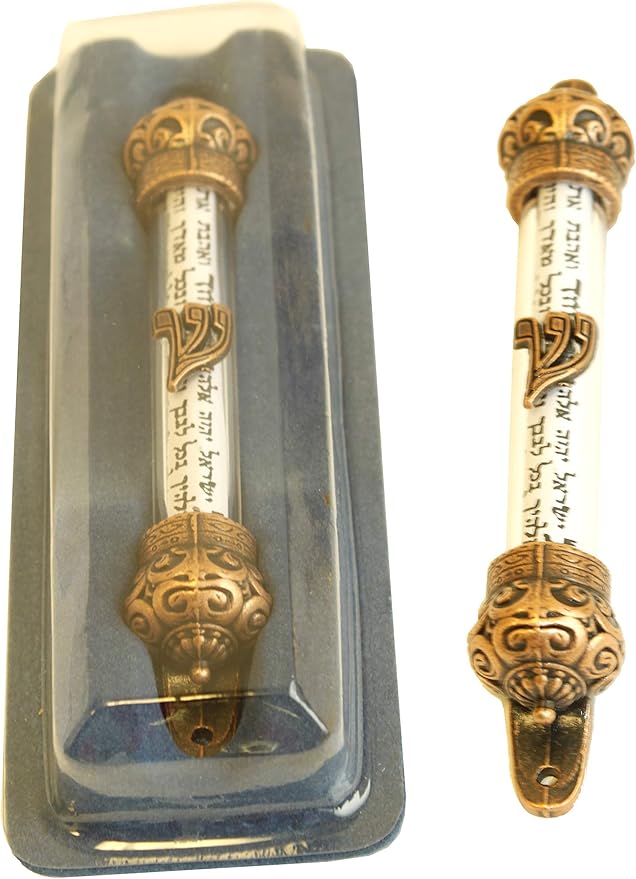 Home & Kitchen Mezuzahs Gold Plated Royal Cz Gemstone Crown Mezuzah and