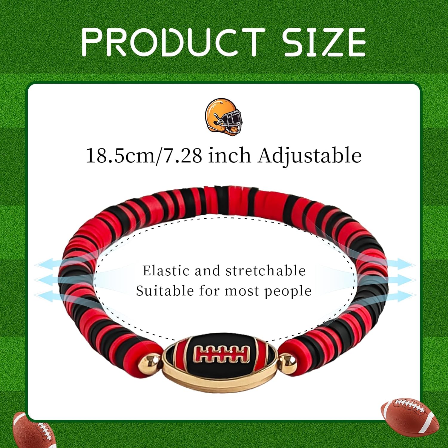 Game Day Bracelet for Women, Stackable Football Charm Bangle Jewelry for Fans & Football Moms, Sports Team Accessories Gift - Image 2