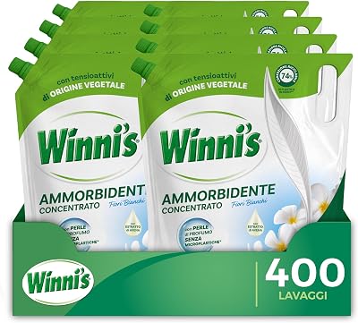 Winni's Ammorbidente Lavatrice, Fiori Bianchi, 400 Lavaggi, 1250 ml x 8