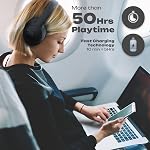 PowerLocus Bluetooth Headphones Over Ear, 50H Playtime with 4 EQ Modes Wireless Headphones with Microphone, HiFi Stereo Deep Bass, Soft Ear Cups, Foldable Lightweight Headset for Travel/Office/Workout