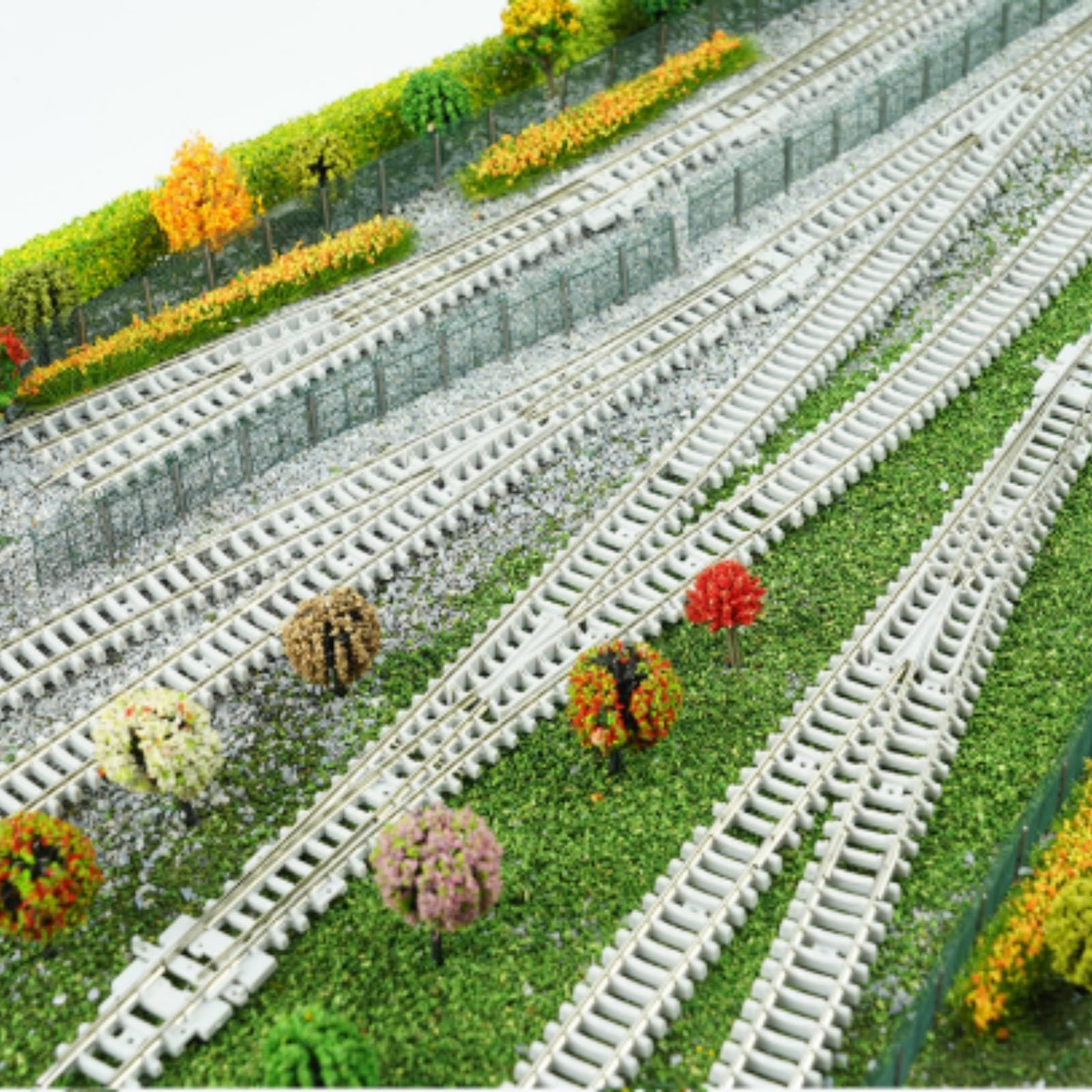 Riel Tren Miniatura Preciso Escala 1 160 con Rieles Cobre Níquel y Base Blanca Acuado para Construir Maquetas Ferrocarril y Paisajes tallados, 19CM, hacia La Izquierda