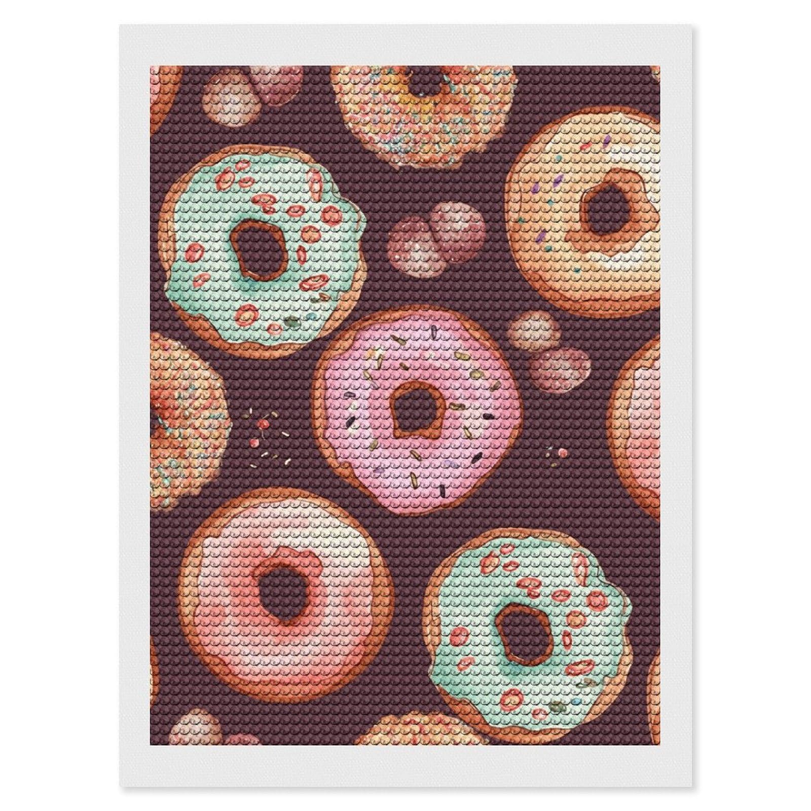 NONHAI Diamond Painting Kits for Adults - DIY Diamond Art Kits for Beginners - Full 5D Paint Drill Diamond Dots Paintings- Pretty Donuts Diamonds Pictures Gem Art and Craft Wall Decor 12"x16"