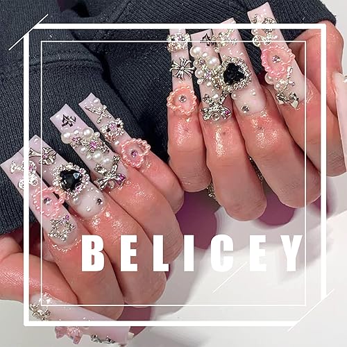 Miniatura 6 de BELICEY 200 dijes de perlas de corazón blanco sagrado de estilos mixtos con parte posterior plana, lazo de estrella para uñas, diseño de perlas