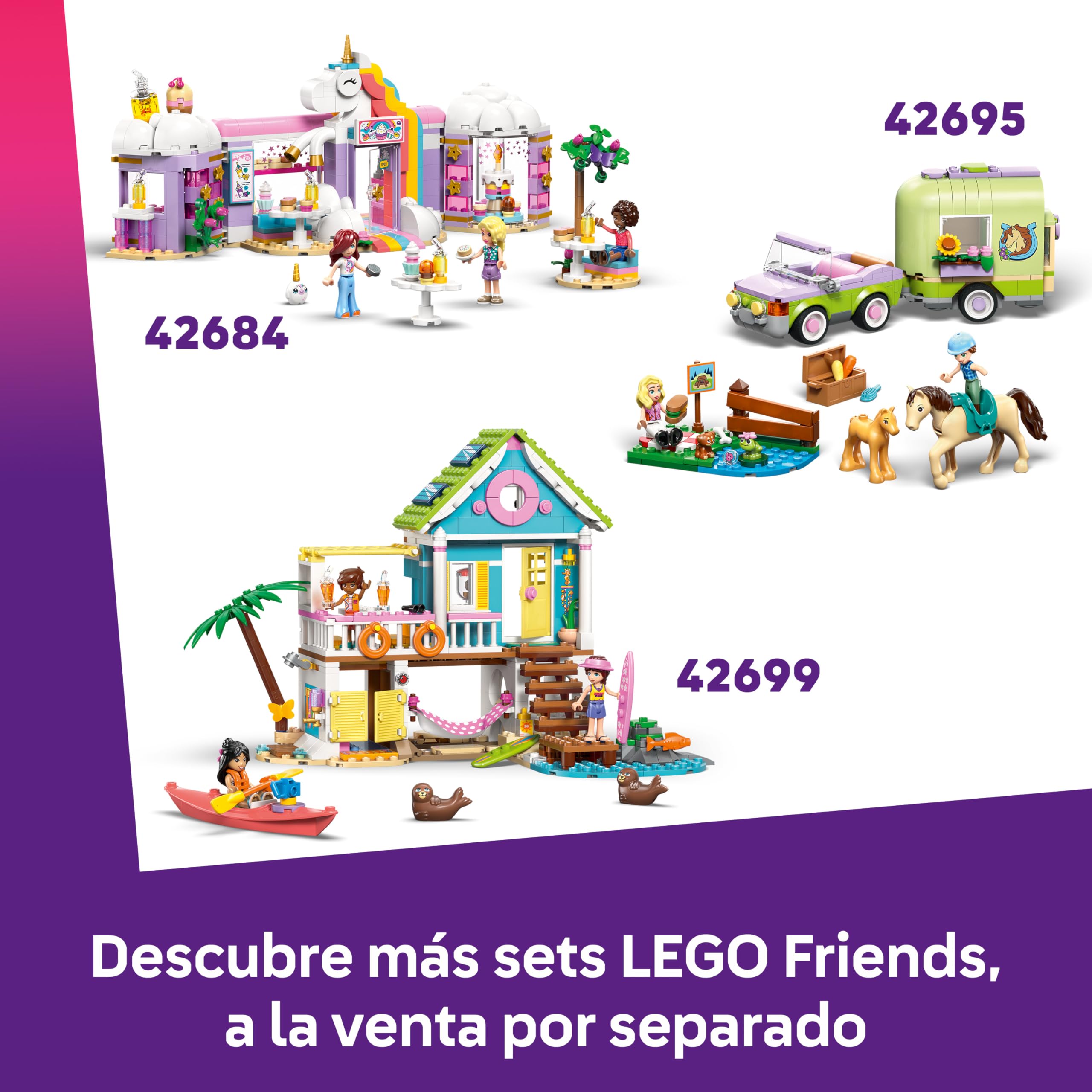 LEGO Friends Día Divertido en el Parque Acuático – Juguete en Miniatura con Tobogán, 2 Mini Muñecos, 4 Figuras de Animales y Accesorios de Mascotas – Regalo de Cumpleaños para Niñas de 6+ Años – 42676