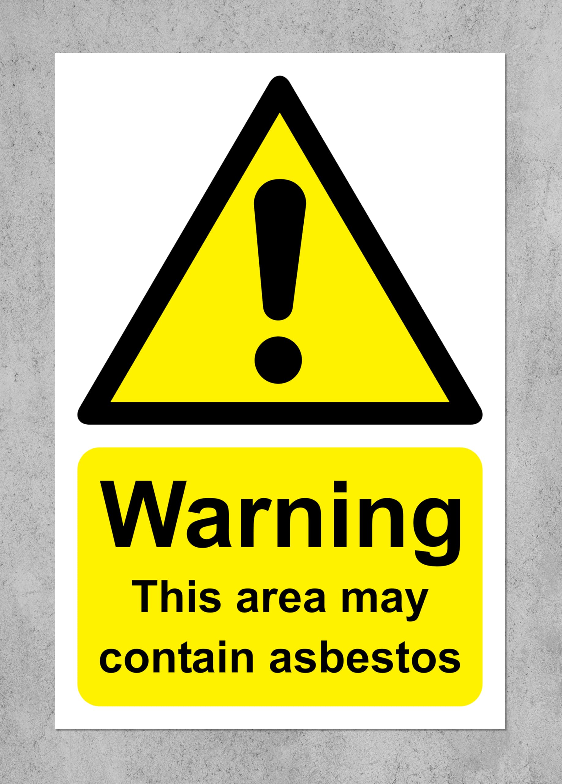 Warning this area may contain asbestos safety sign - 1mm Plastic sign (200mm x 150mm)