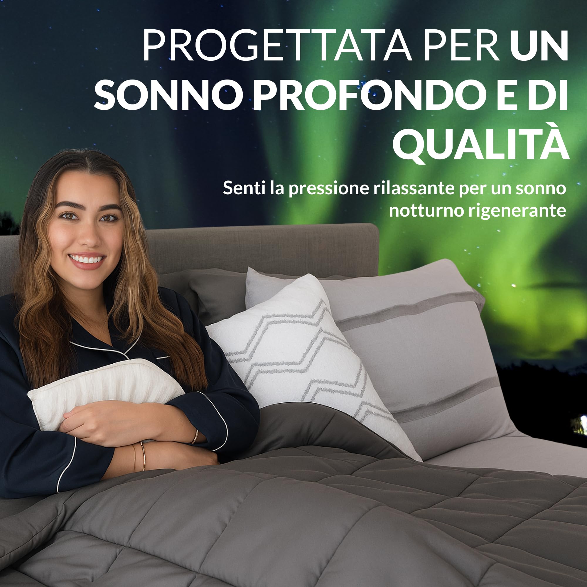 Polar Night Coperta Ponderata per Adulti 150 x 200 cm, 7 kg - Coperta Pesante con Perline di Vetro, 100% Microfibra, Standard Oeko-Tex® 100 – Coperta Appesantita Traspirante, Weighted Blanket