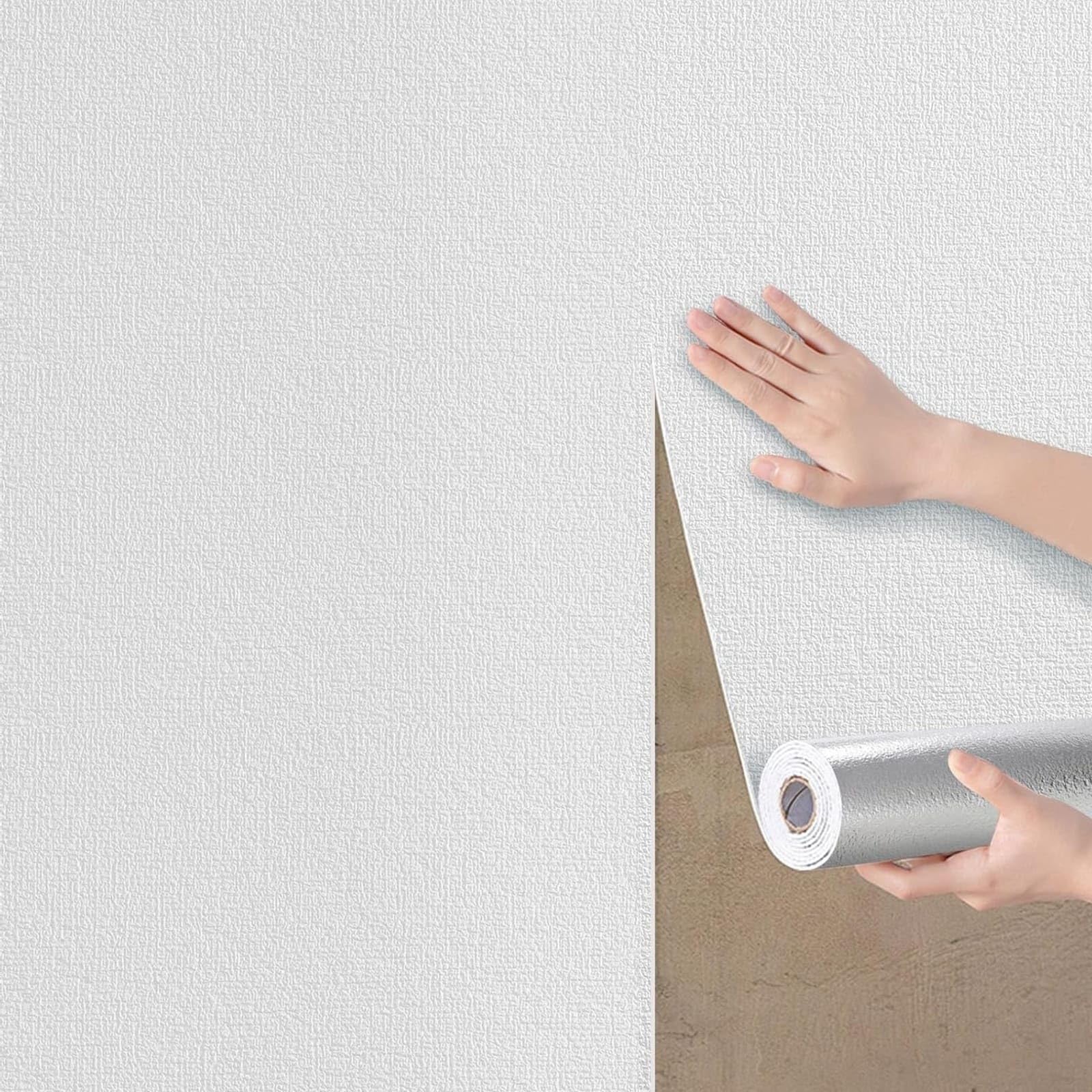 3mm Thick Self Adhesive Textured Wallpaper – Waterproof Peel and Stick Foam Wall Panels, Insulated Soundproof Wallpaper for Kitchen, Bathroom, Living Room & Ceiling (White)