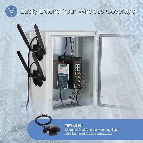 Miniatura 2 de TRENDnet Industrial AC1200 Router inalámbrico Gigabit PoE+, TI-WP100, negro