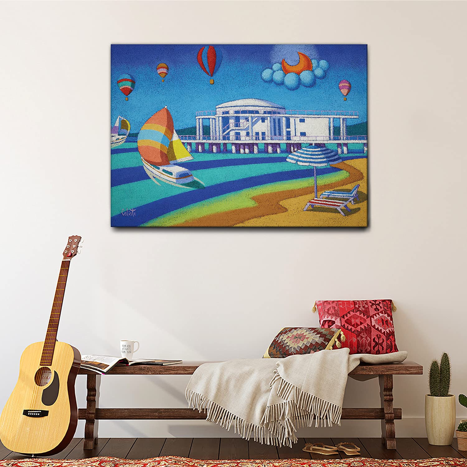 Giallobus - Quadro - Stefano Calisti - Una Rotonda sul mare - Senigallia - Tela canvas - 140x100 - Pronto da appendere - Quadri moderni per la casa