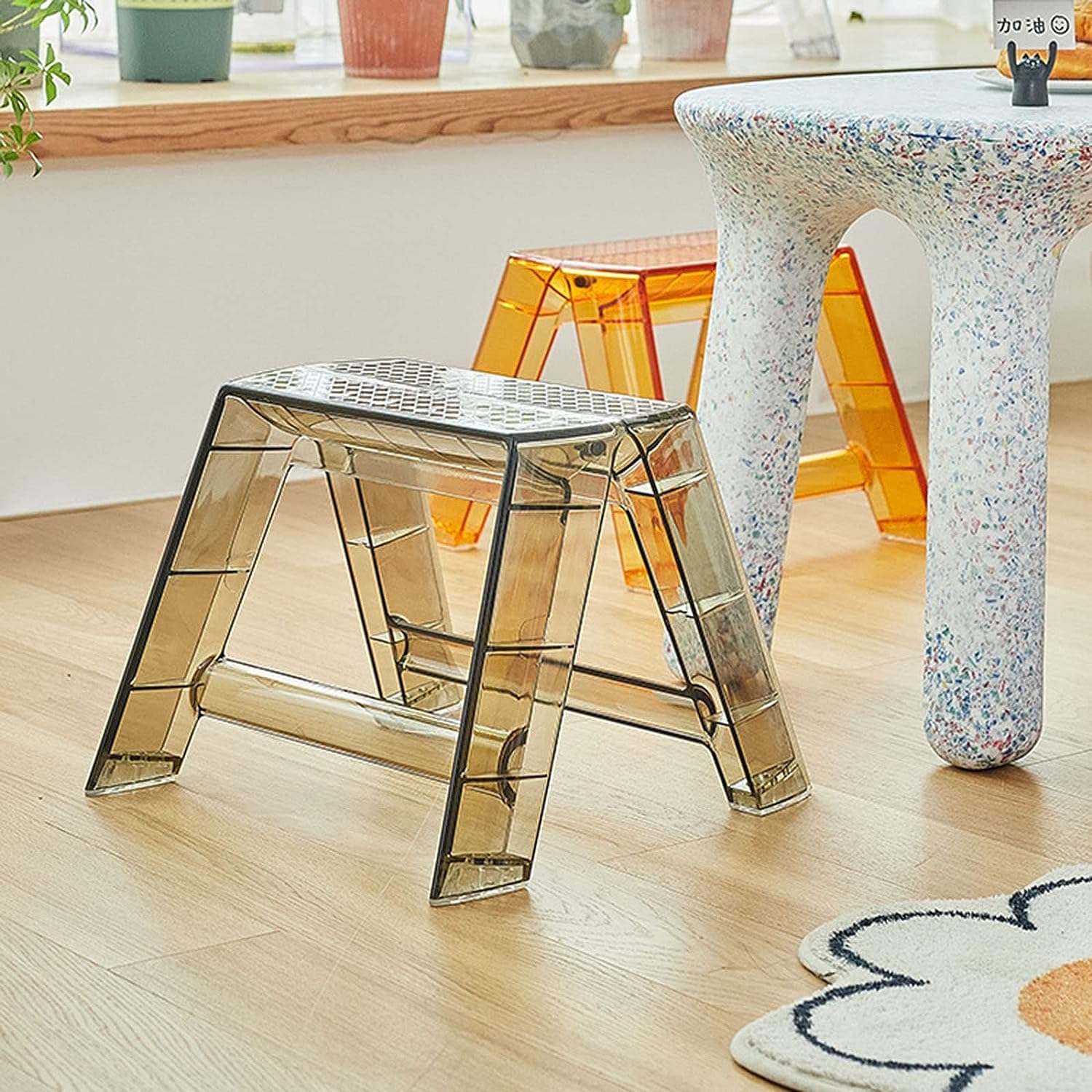 Taburete plegable de acrílico, portátil y ligero para un fácil almacenamiento, ideal para cocina, biblioteca y uso al aire libre