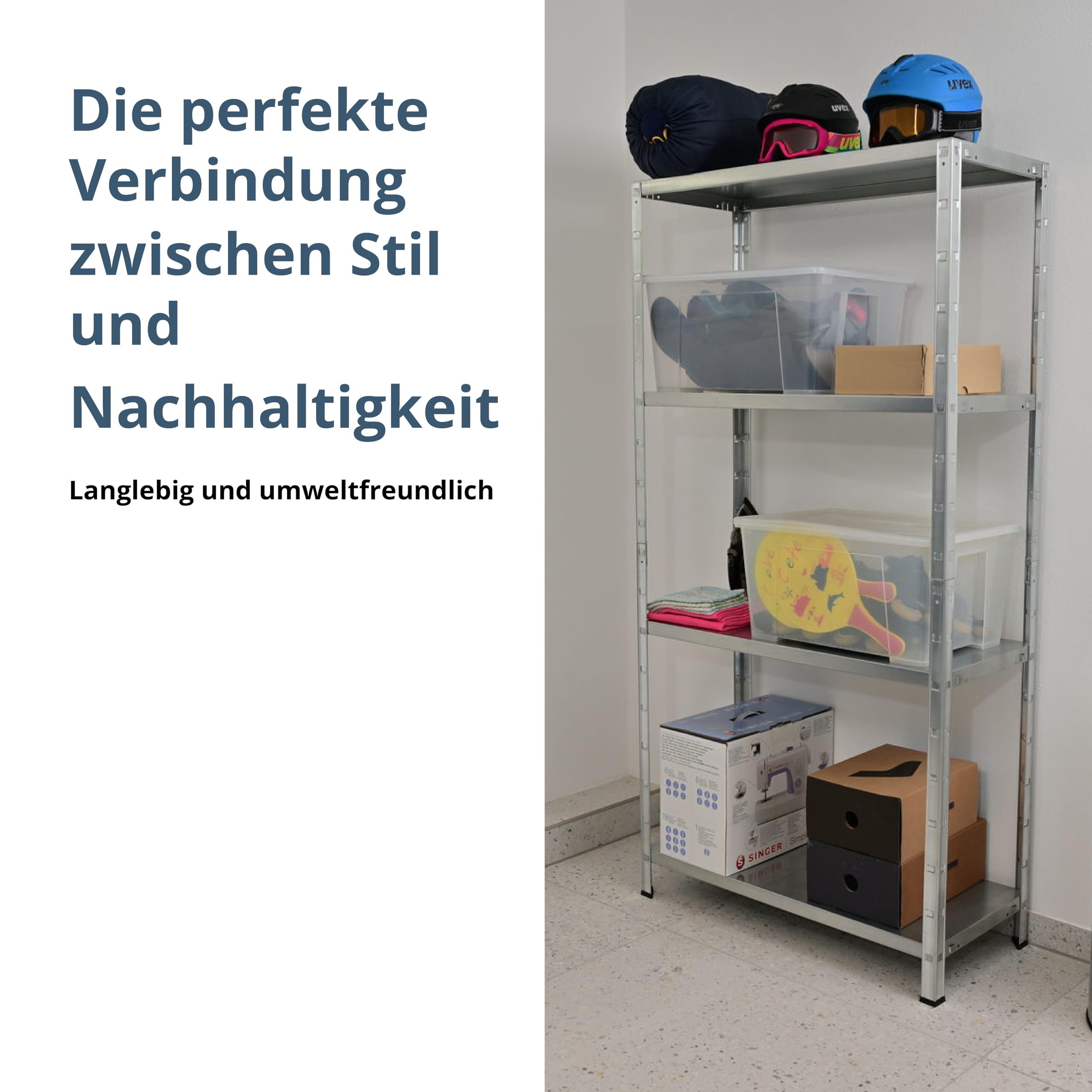 SCHULTE Regalwelt Steckregal mit 4 PowerMAX Fachböden, 65 kg Tragkraft, 190x100x40 cm (HxBxT), verzinkt (Lagerregal, Werkstattregal, Kellerregal, Garagenregal, Metallregal