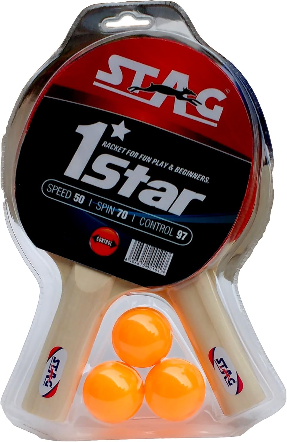 Stag 1 Star Table Tennis Play Set (2 Bats and 3 Balls)