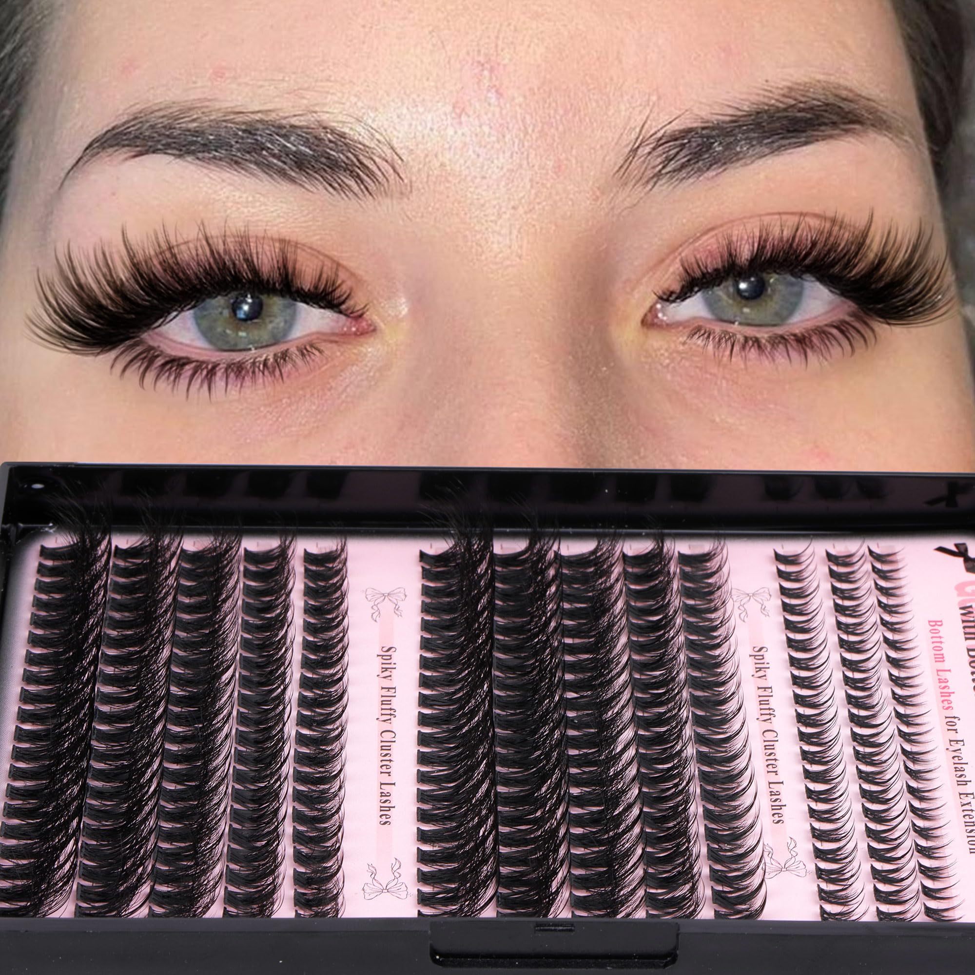 Goddvenus Lash Clusters Kit Natural Eyelashes Individual Kit Fluffy Lash Extension Kit Wispy Lashes Individual Cluster Kit D Curl Russian DIY Lash Extensions Kit with Bond and Seal Eyelash Tweezers - Image 4
