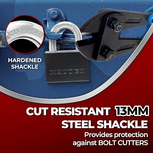 Miniatura 6 de Maudex PDK73 - Candado resistente con 5 llaves, grillete resistente a cortes de 0.512 in, protección de cuerpo de acero, cerradura de alta seguridad