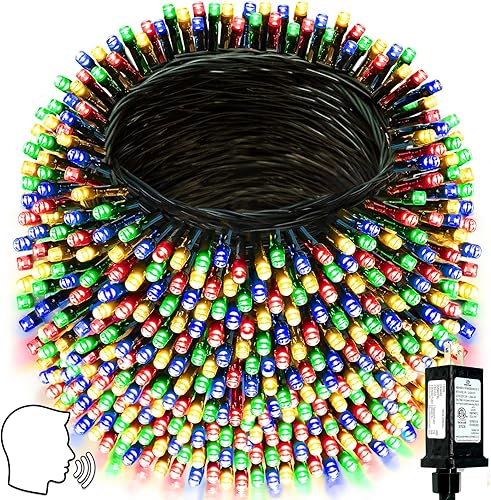 Miniatura 22 de Luces de Navidad Inteligentes Controladas por Voz para Exteriores, 75.8 pies, 200 Luces LED de Cadena Extensibles con 7 Comandos de Voz, 12 Modos y
