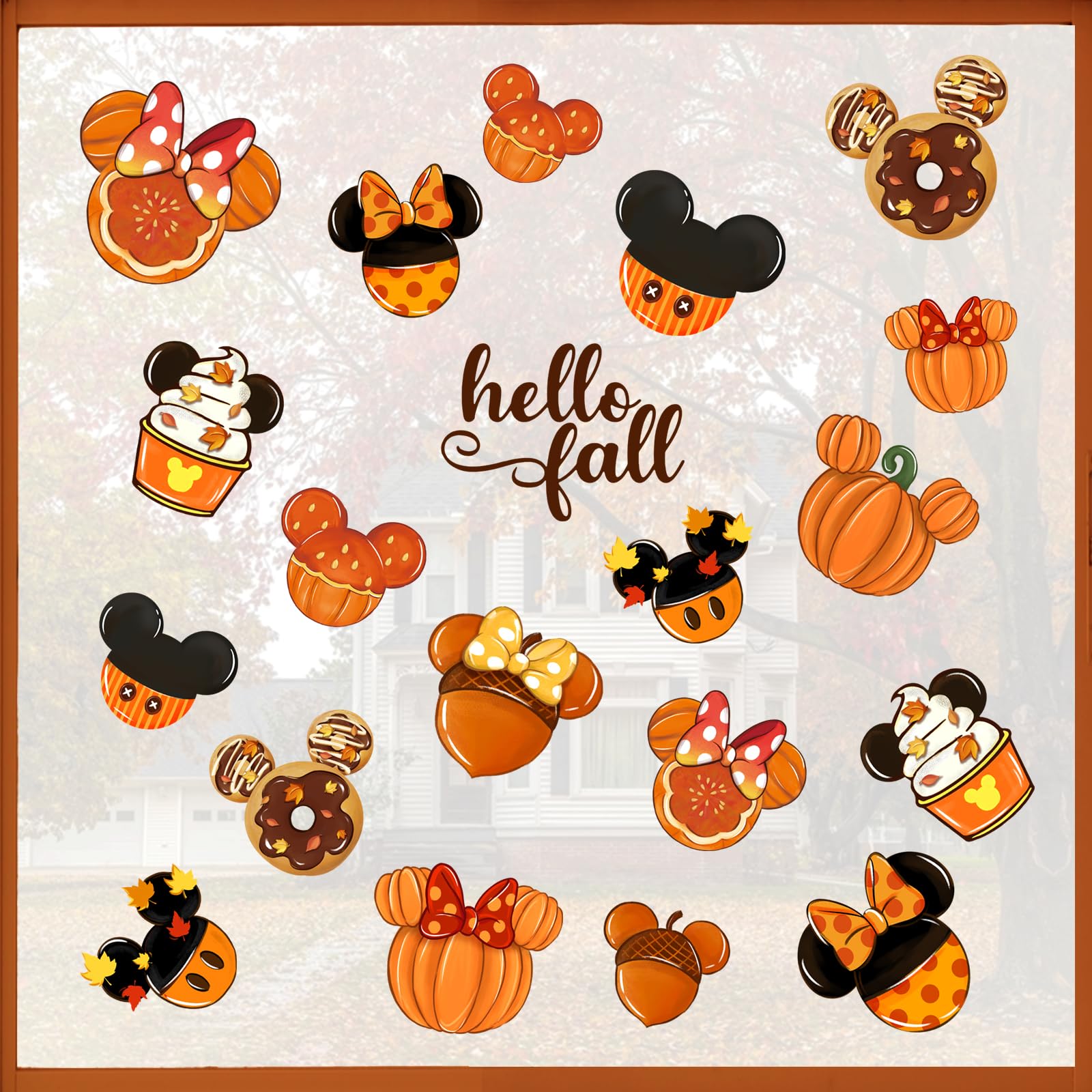 Amazon.com: Mfault Hello Fall Window Clings 4 Sheets, Autumn