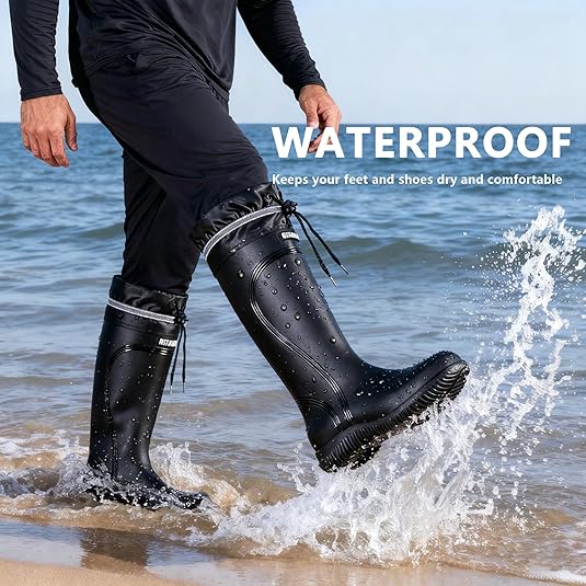 Bottes De Pluie Homme à Semelle Crantée Contrastée Noir