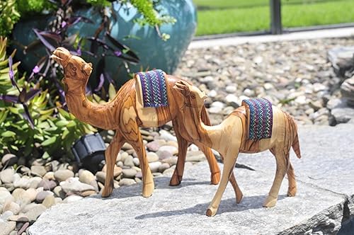 Miniatura 4 de Wooden Camel Figurine,Handmade Olive Wood Nativity Camel with Embroidery Saddle Carved in the Holy Land by Christian Artisans, Nativity