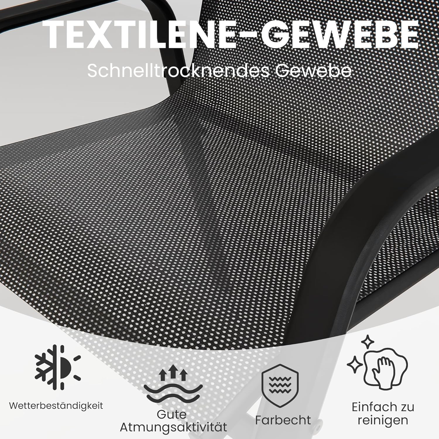 2026 Aufwertung Hochlehner 6er Set Gartenstühle wetterfest, Stapelbar Terrassenstühle Sitzgruppenstühle mit hoher Rückenlehne & atmungsaktivem Textilen, Ideal für Garten, Balkon, Terrasse und Camping