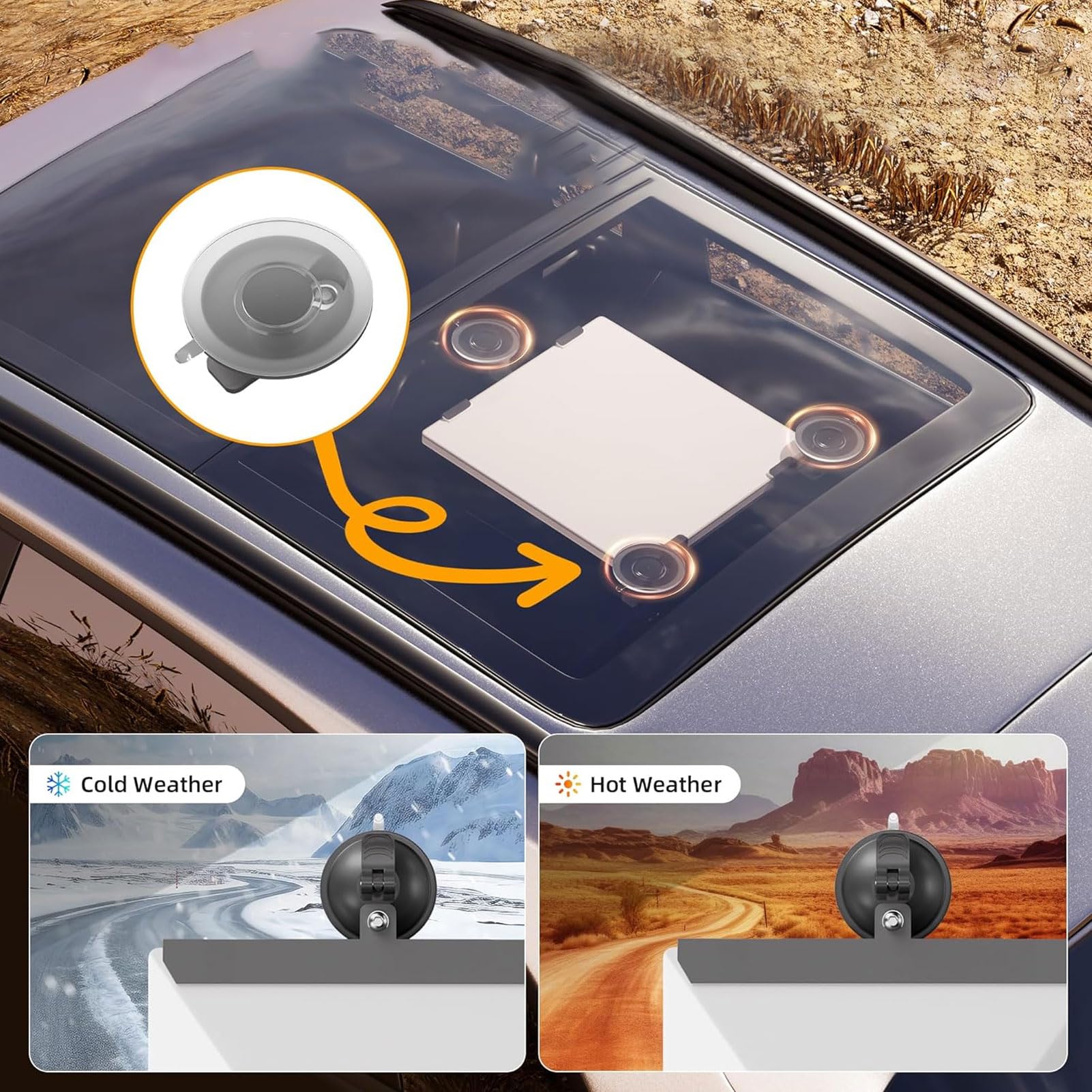 Mini Sunroof Suction Cup Mount, Mini Car Mount with Strong Suction, Satellite Internet Dish Travel Mount, Mounting Kit for Window, Sunroof, RV, Boat