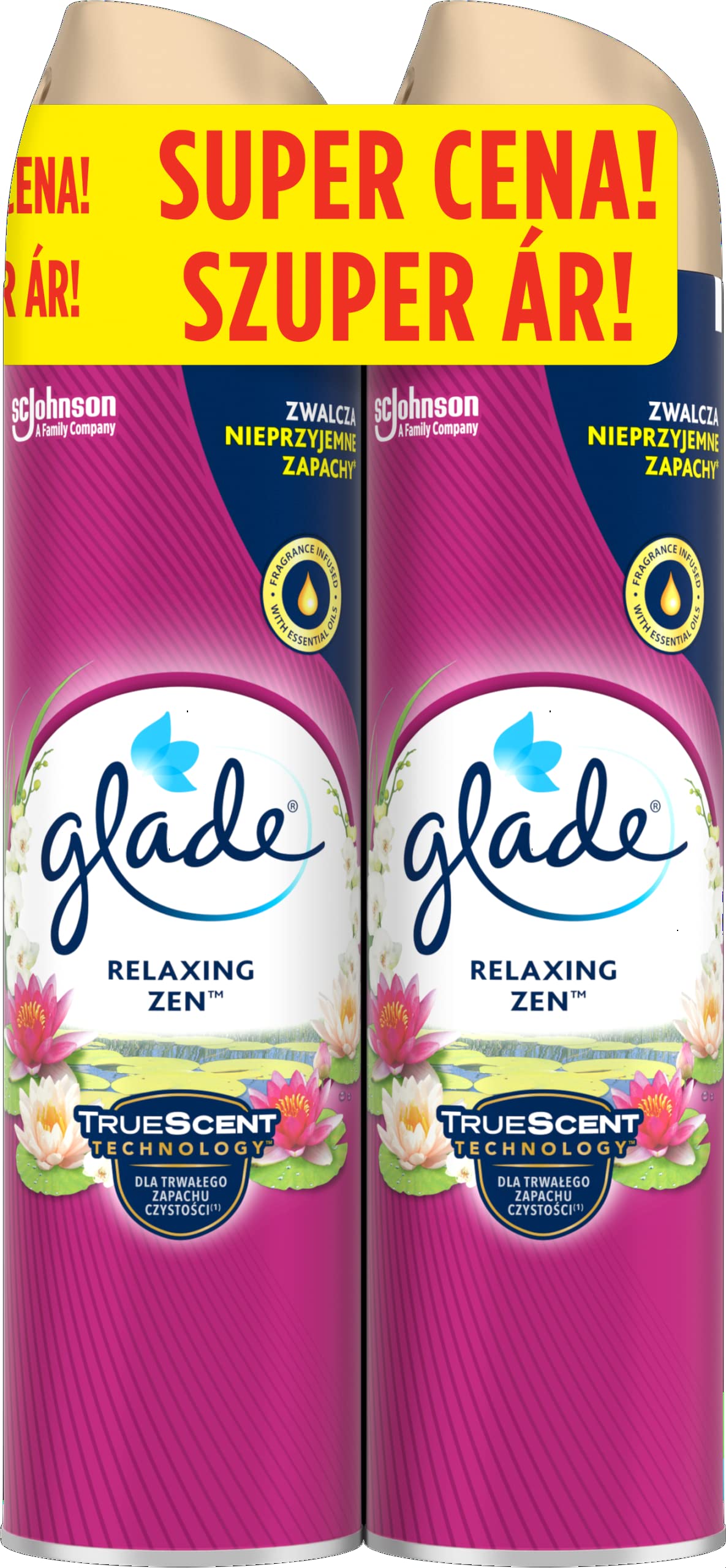 Glade Air Freshener with Relaxing Zen, Sandalwood and Apple, Long-lasting Smell, 2x 300ml