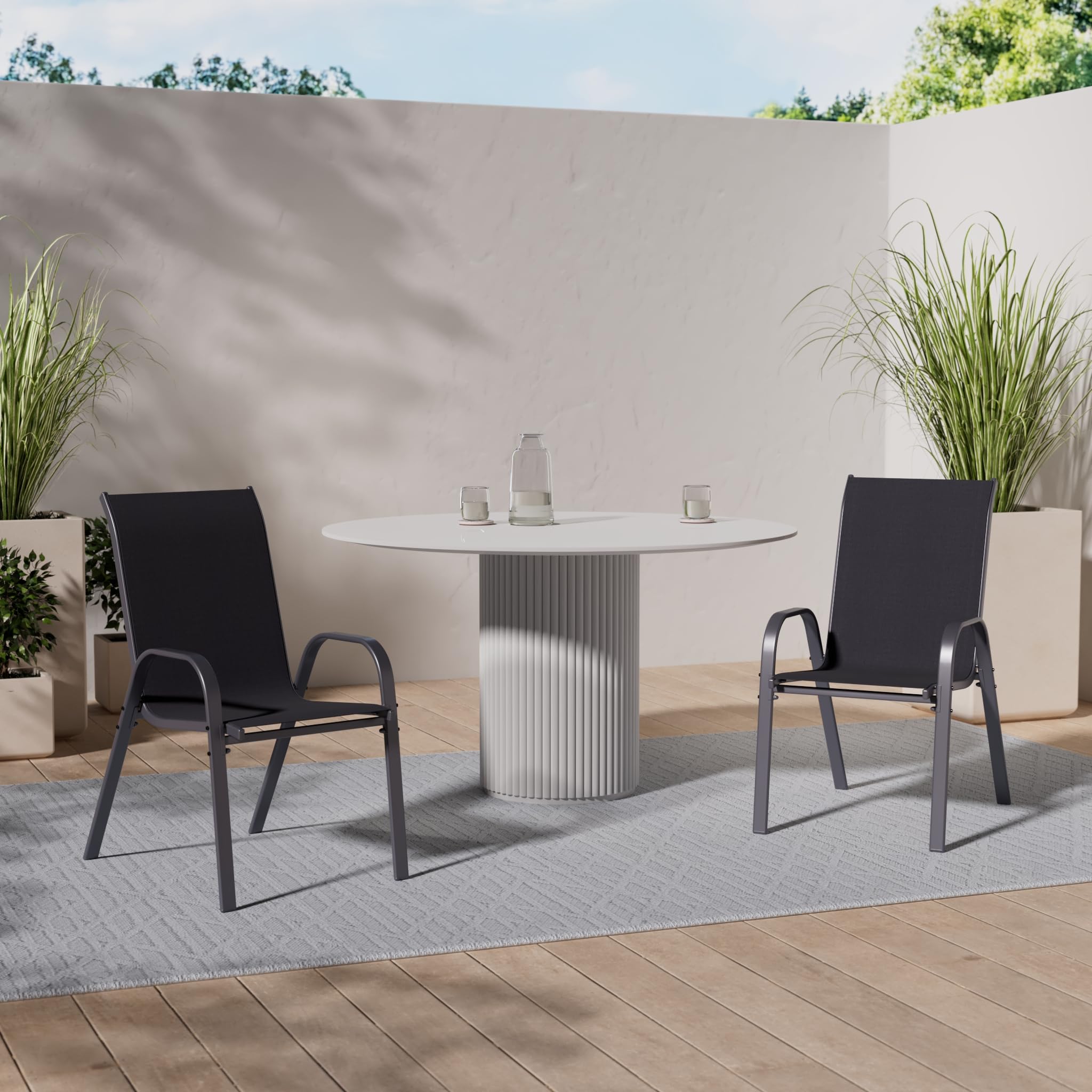 ALBATROS Gartenstühle 2er Set Kuba – stapelbar mit robustem Metallgestell - hohe Belastbarkeit – Bequeme Stapelstühle auch als Terrassenstühle oder Balkonstühle - verbesserte Version 2026