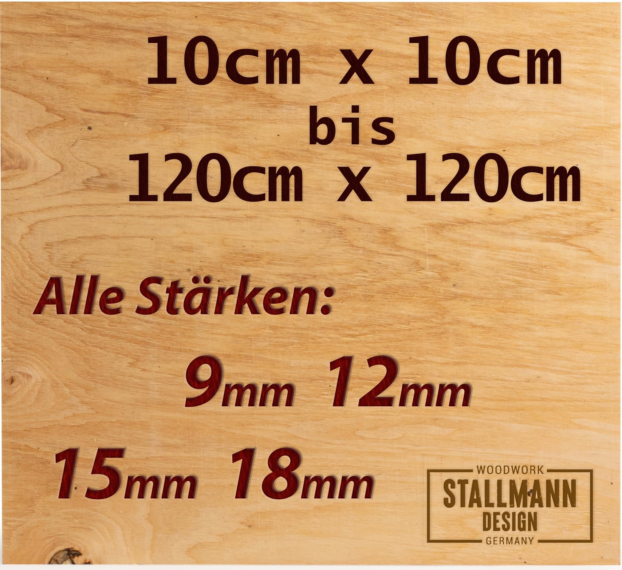 Sperrholz-Platte 90x90 cm | Stärke: 9mm | Multiplex Zuschnitt | Hochwertige Qualität - ideal und günstig außerhalb des Sichtbereichs | Basteln, Modellbau & DIY Holzarbeiten