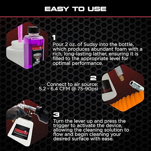 Miniatura 6 de Tornador Z-011 Car Wash Foam Gun | Adjustable Foam Sprayer with 32oz Reservoir | Professional Car Cleaning Tool for Interior & Exterior | Compatible