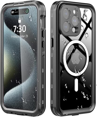 Hllhunkhe Funda impermeable para iPhone 15 Pro Max, iPhone 15 Pro Max con protector de pantalla, cuerpo completo, a prueba de golpes, a prueba de