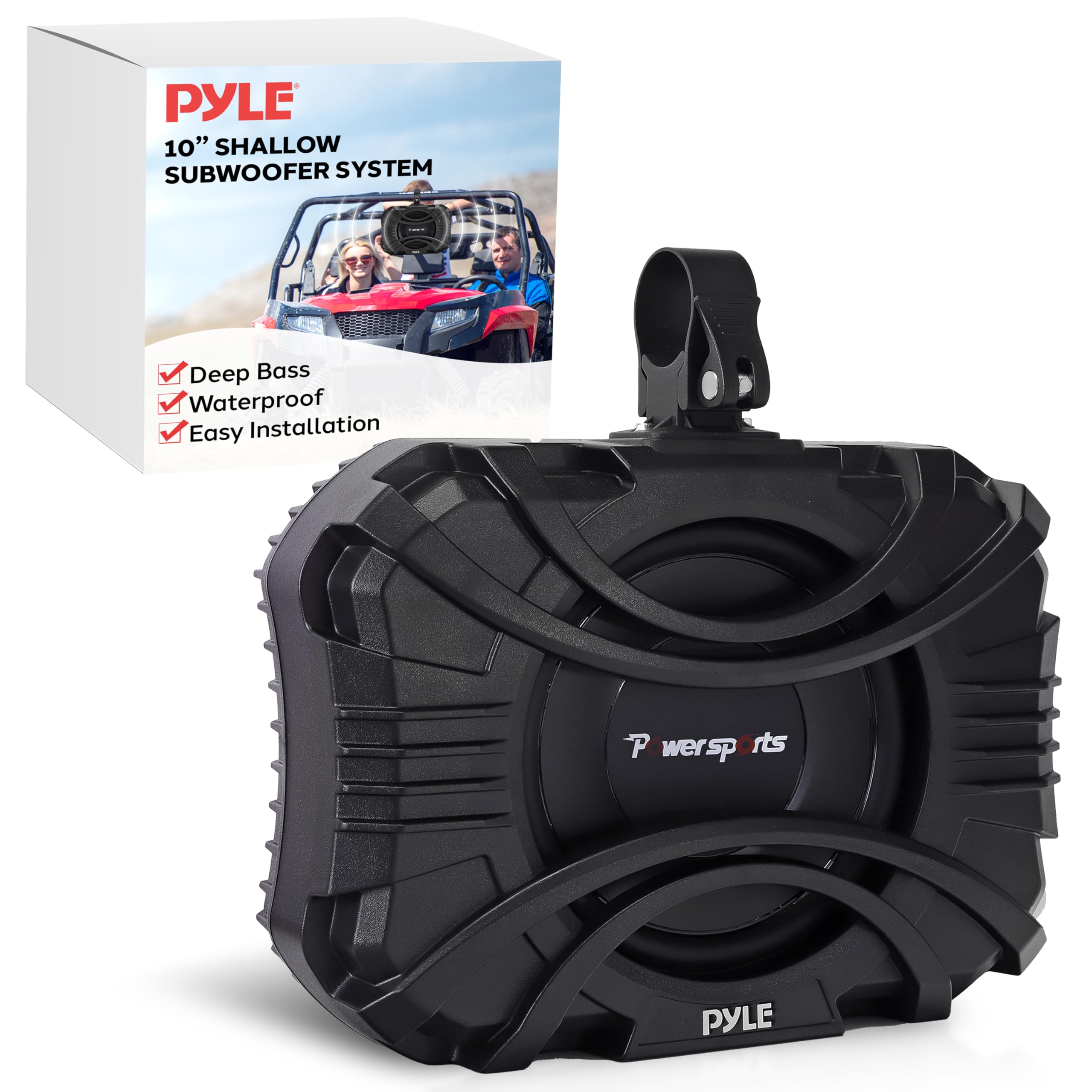 Pyle 10 Inch Subwoofer System - 400 Watts Powered Subwoofer for Marine & Powersports, Quick-Mount, Water Resistant Vehicle System, Weatherproof Housing, Designed for UTVs & Boats