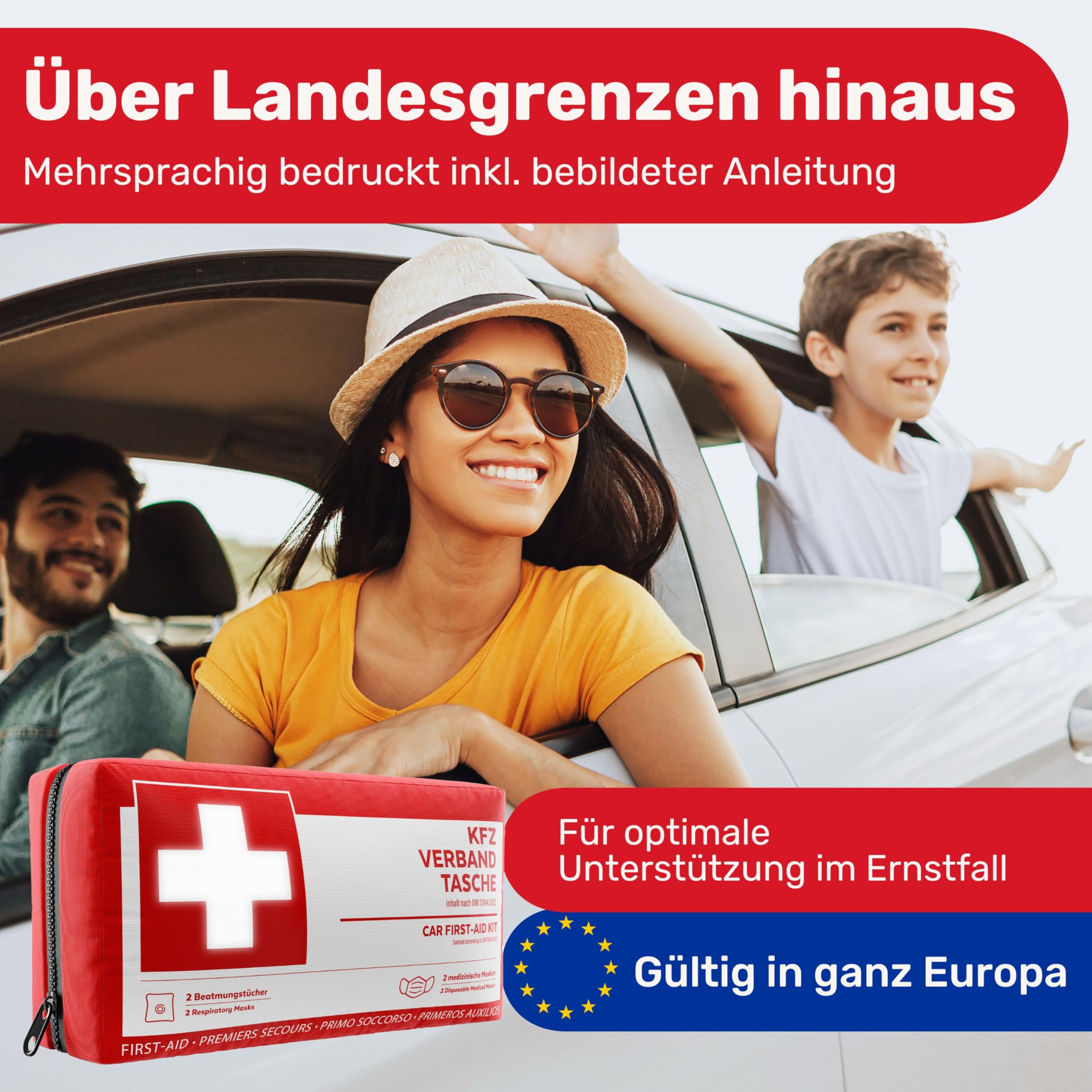 HELDENWERK Borsa di medicazione per auto DIN 13164:2022 kit di pronto soccorso 2024