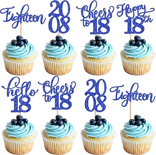 Vista 52 de Rsstarxi Paquete de 30 decoraciones para cupcakes de cumpleaños de 14 años con purpurina 2011 Hello 14 Cheers to 14 años de edad, catorce años, Negro