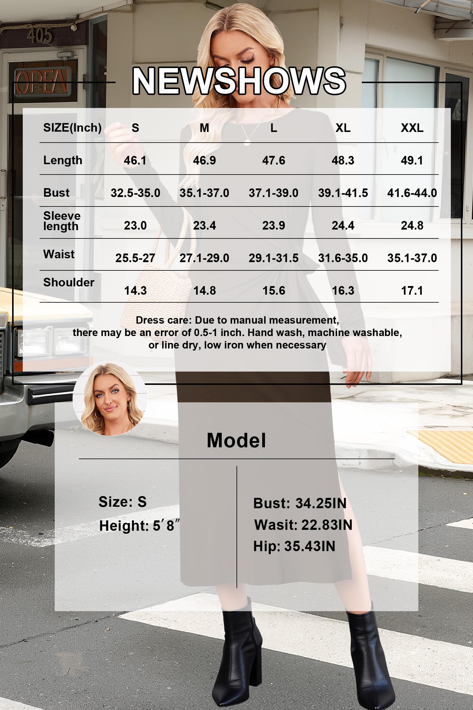 Newshows Abiti Estivi da Donna Abito Lungo Casual Abito Lungo con Cintura Elegante Abito a T