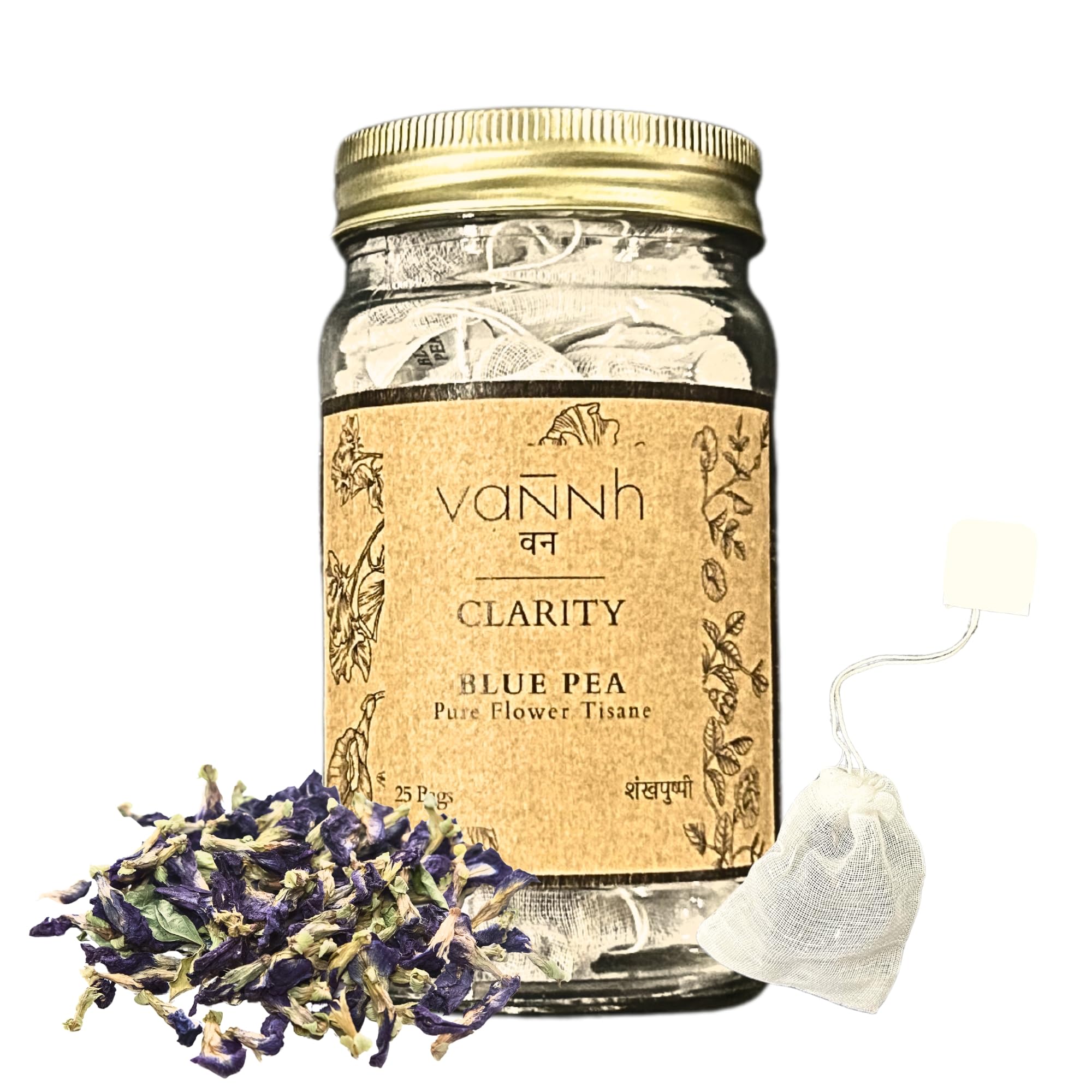Vannh Blue Pea Pure Flower Tisane (25 Cloth Bags) | Ayurvedic Shankhpushpi Flower Herbal Tea | Sun-Dried Caffeine-Free Tea for Mental Clarity | Brewed Hot & Cold | Great for Children | Cognitive Development (B0D6SMTDFV) Amazon Price History, Amazon Price Tracker