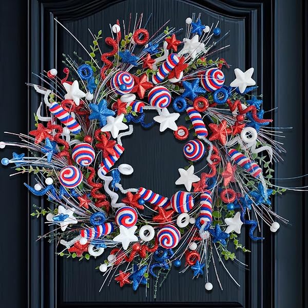 Whimsical Patriotic Star and Candy Wreath