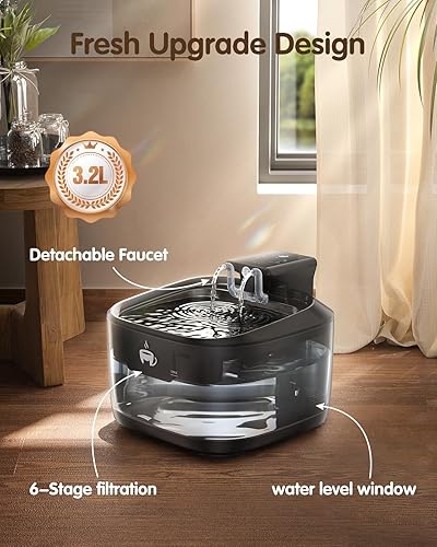 Miniatura 3 de Fuente de agua inalámbrica para gatos, fuente de agua para gatos de 108 oz3.2 L, funciona con 3 modos, batería de 5000 mAh, sensor de movimiento