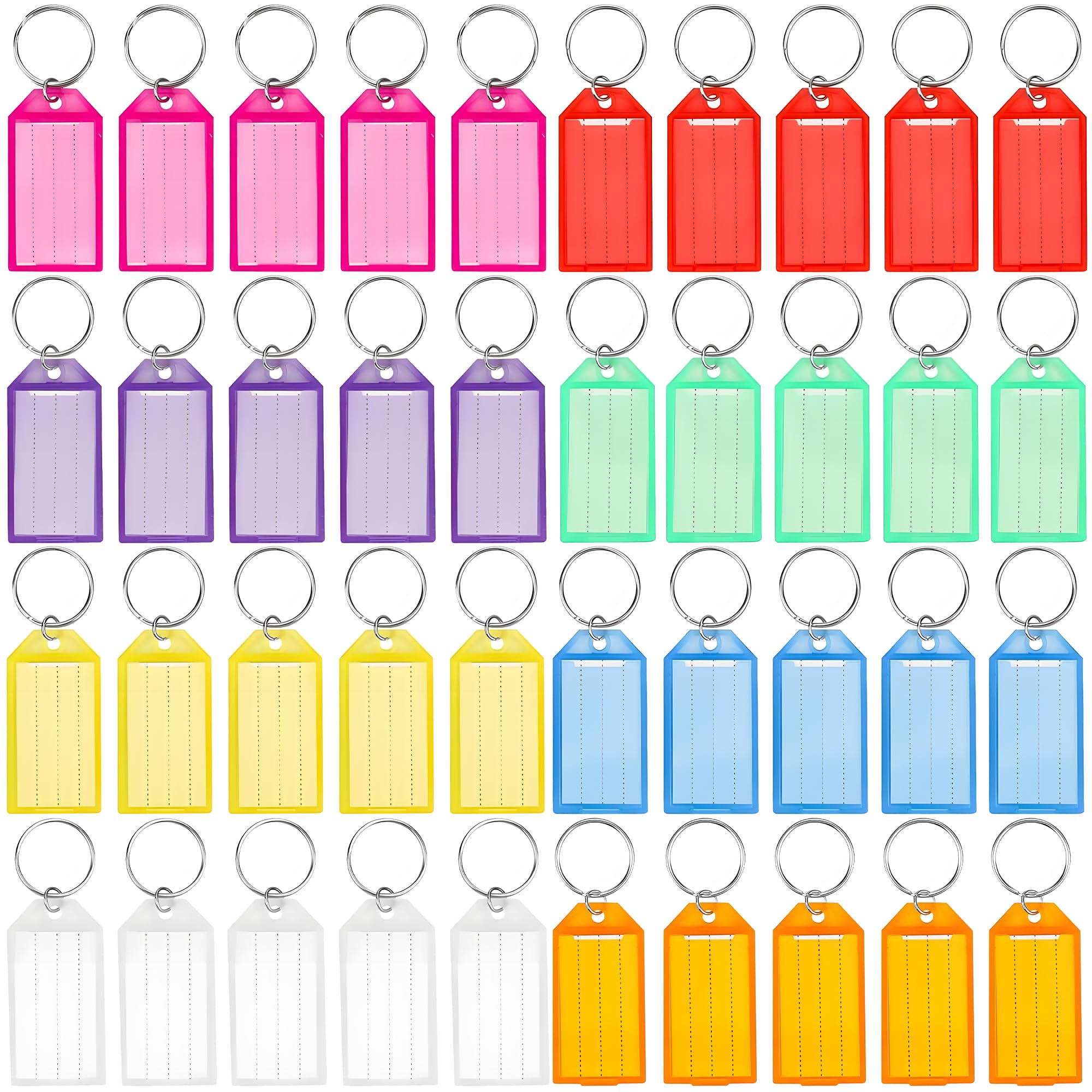 40pcs Key Tags with Labels, 8 Color - Luggage Tags, Key Fobs with Labels for Keys, Pets, Travel | DIY Keyring Making Kit for Home, Office, Crafters