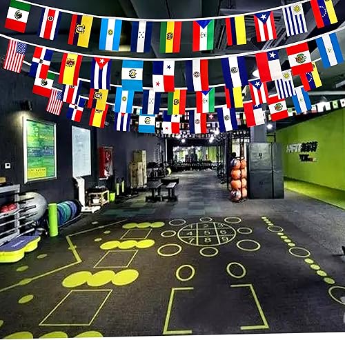 Miniatura 5 de Juego de 22 banderas de países de habla hispana para aulas, banderas latinoamericanas, 60 pies