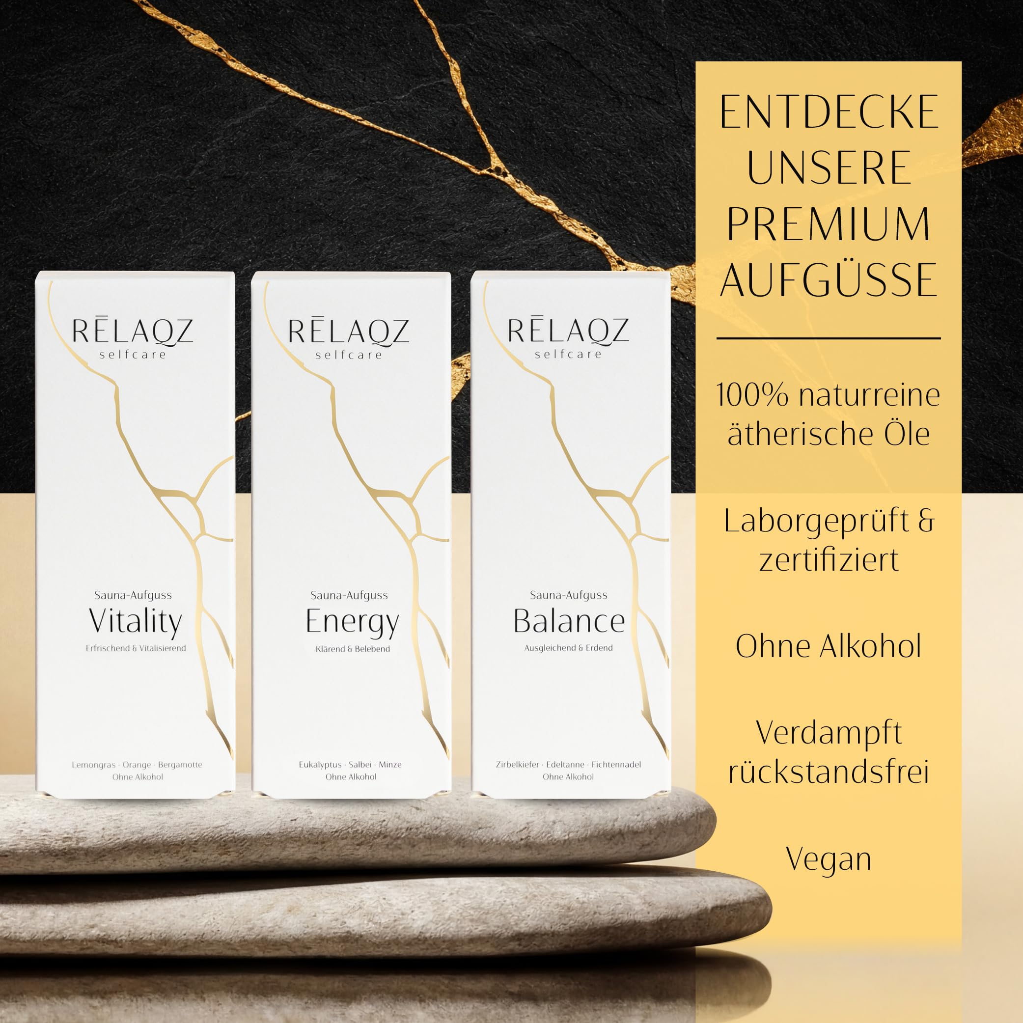 Saunaaufguss Set 3 x 100ml (für bis zu 150 Anwendungen) Saunaessenz - Premium Aufgussmittel Saunakonzentrat alkoholfrei & mit naturreinen ätherischen Ölen - Geschenkset Saunaduft