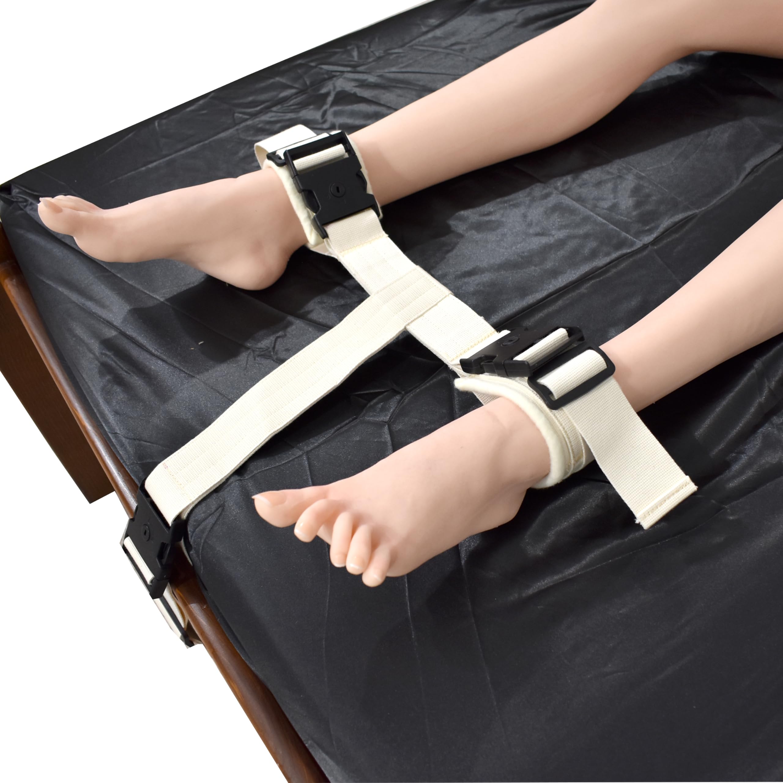 Menottes de lit cliniques verrouillables avec fermeture à clic, coton doux, menottes de pied ou de main BDSM Bondage, réglables et verrouillables avec clé