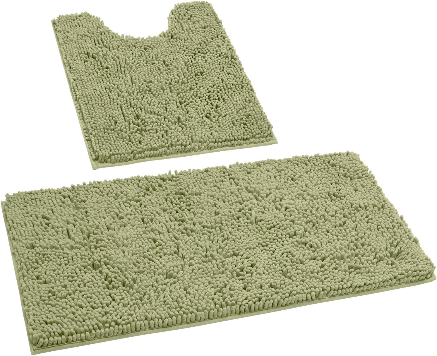 HOMEIDEAS 2 Pieces Bathroom Rugs Set, Ultra Soft Non Slip Sage Green